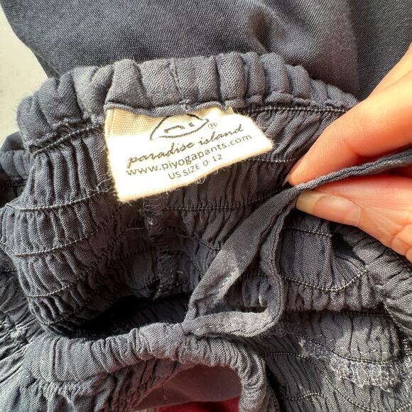 NWT Paradise Island Navy Blue Ruched Drawstring Wide Leg Casual Pants OS - Picture 11 of 16